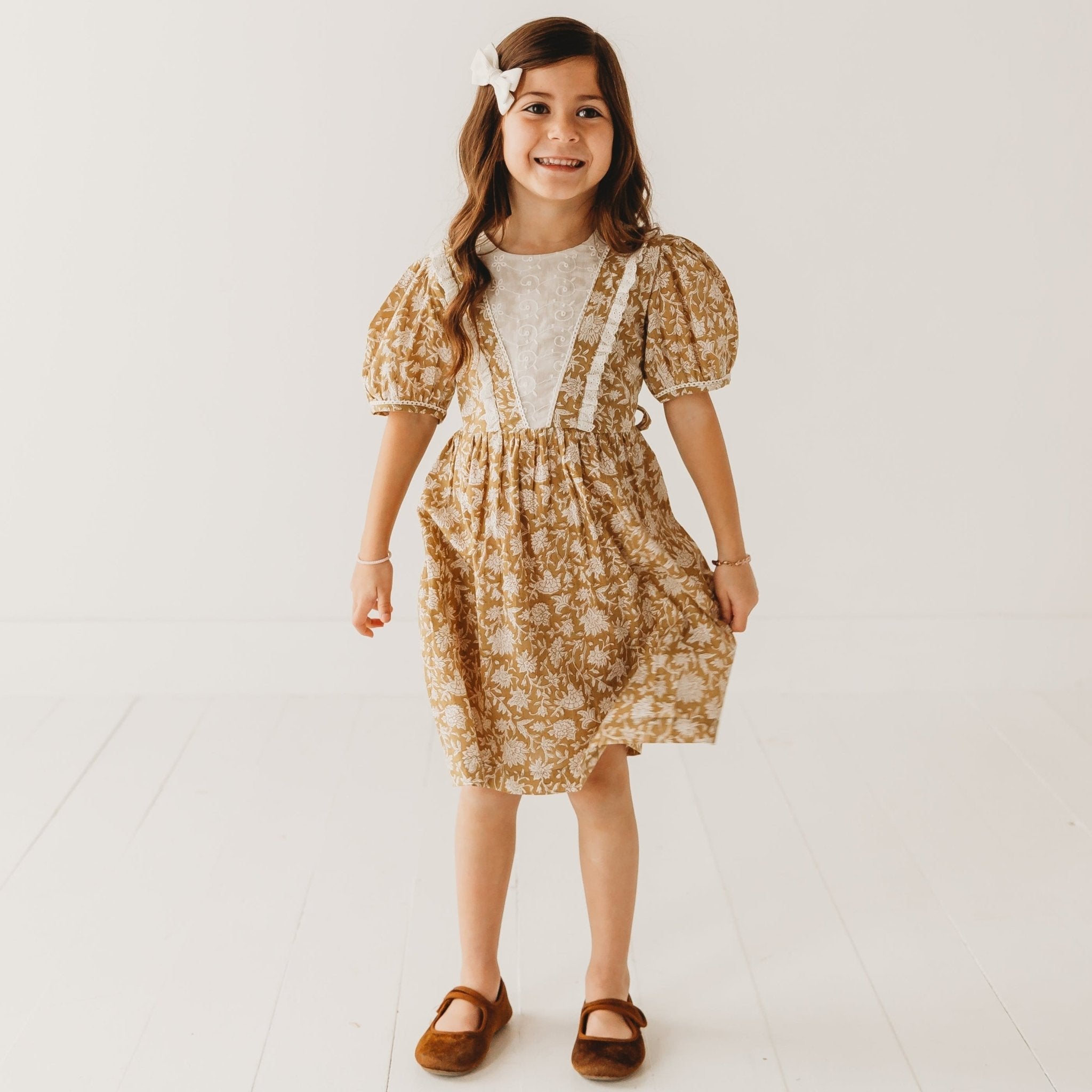 Embroidered fabric V shape Yoke Dress - 6Y Embroidered fabric V shape Yoke Dress - 6Y
