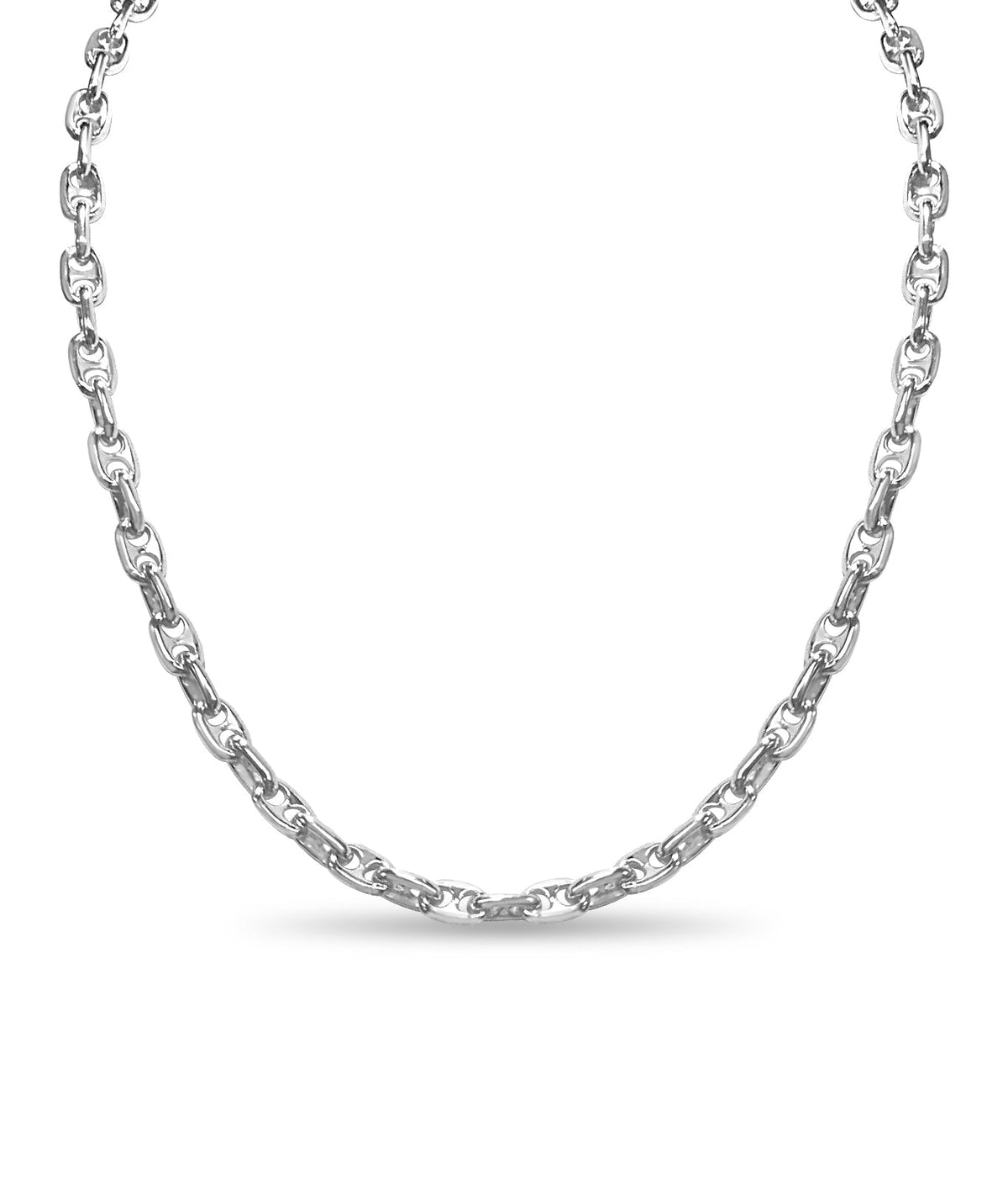 Anchor Mariner Solid White/Yellow/Rose Gold Handmade Necklace , 5mm, 16-30 Inch