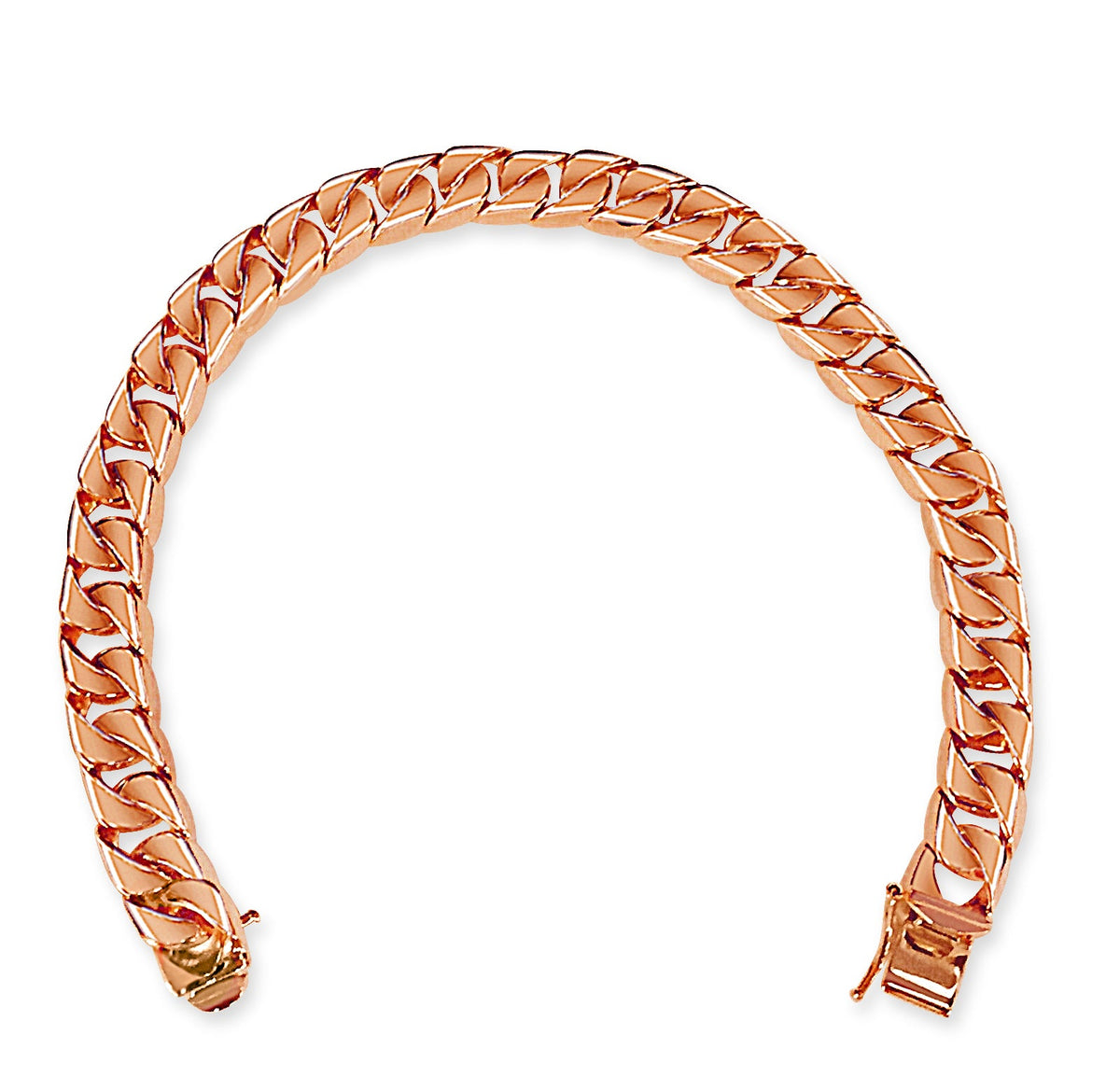 Curb Solid White/Yellow/Rose Gold Handmade Bracelet , 9mm, 6.5-10 Inch