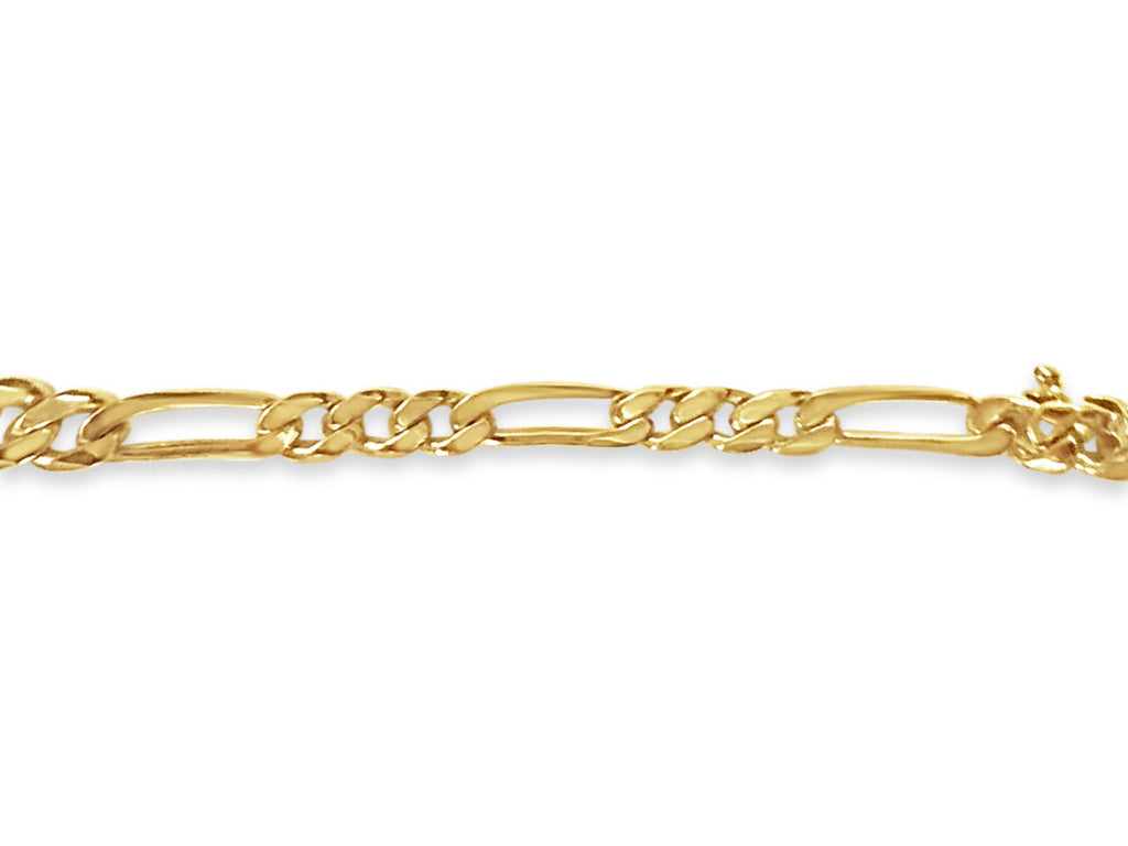 Figaro Solid White/Yellow/Rose Gold Handmade Bracelet , 5mm, 6.5-10 Inch