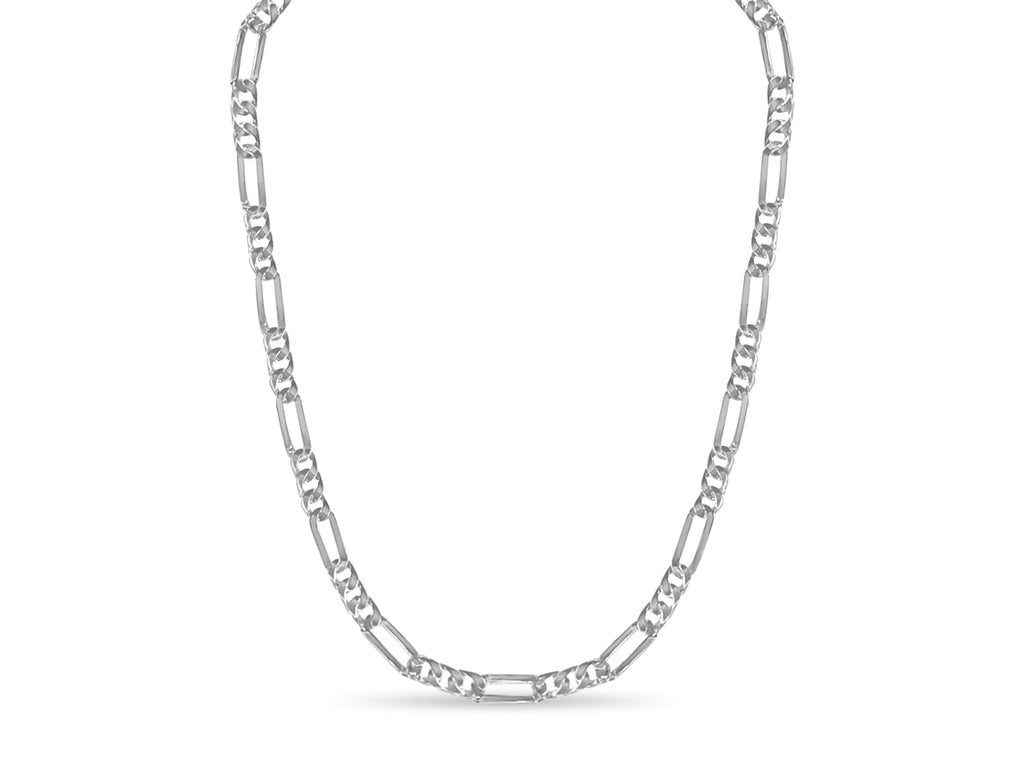 Figaro Solid White/Yellow/Rose Gold Handmade Necklace , 8mm, 16-30 Inch