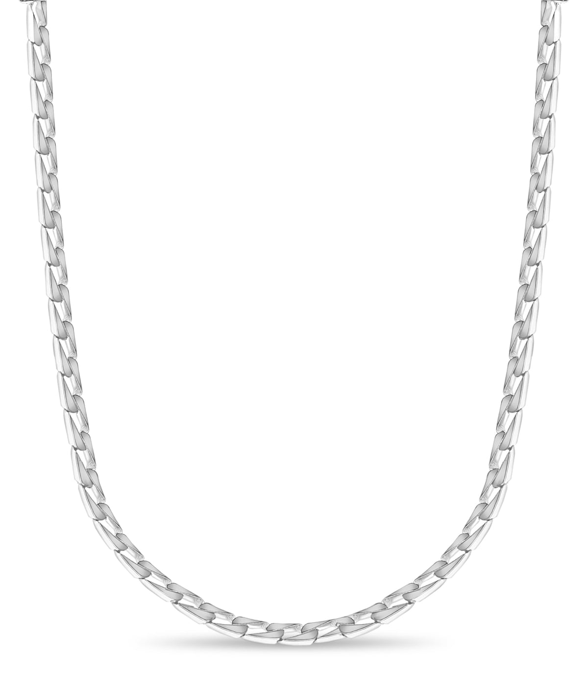 Curb Solid White/Yellow/Rose Gold Handmade Necklace , 9mm, 16-30 Inch