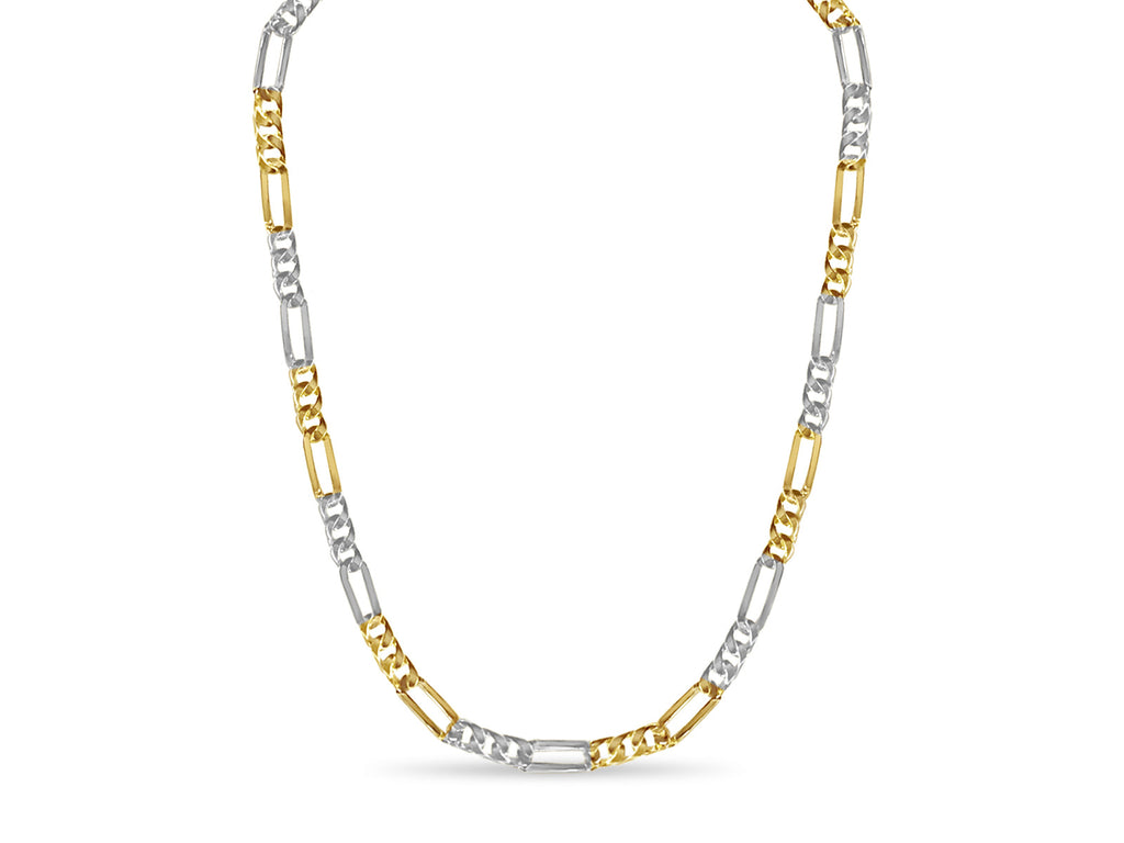 Figaro Solid White/Yellow/Rose Gold Handmade Necklace , 8mm, 16-30 Inch