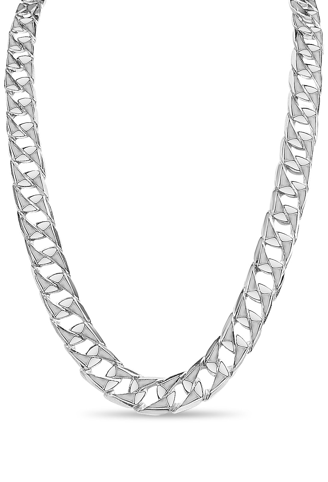 Curb Solid White/Yellow/Rose Gold Handmade Necklace , 14mm, 16-30 Inch