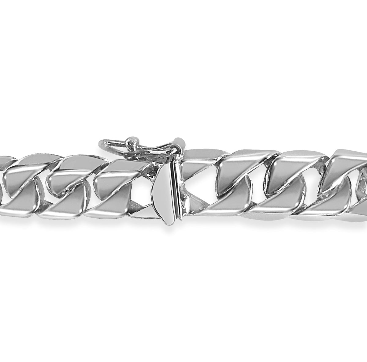 Curb Solid White/Yellow/Rose Gold Handmade Bracelet , 9mm, 6.5-10 Inch