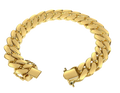 Miami Cuban Solid White/Yellow/Rose Gold Handmade Bracelet , 14mm, 6.5-10 Inch
