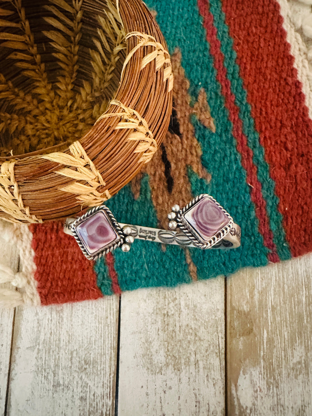 Handcrafted Charoite & Sterling Silver Floating Cuff Bracelet /