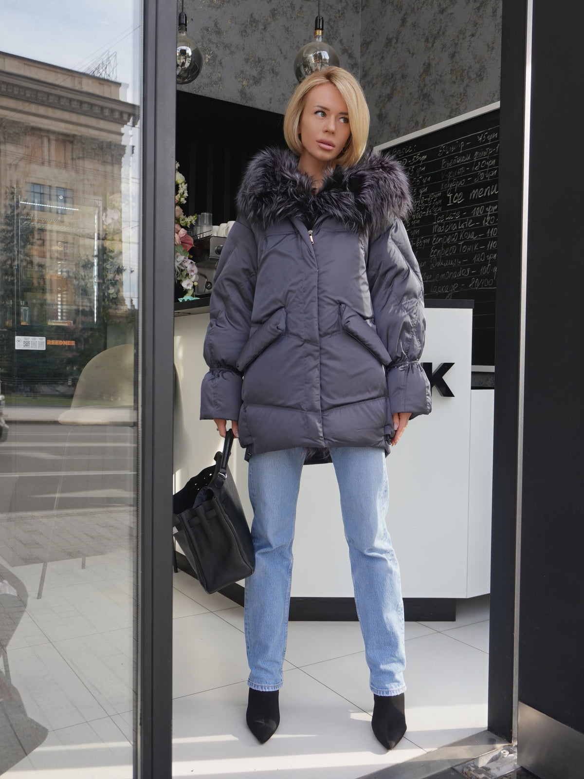Orchid Genuine Fur Trim Down Parka