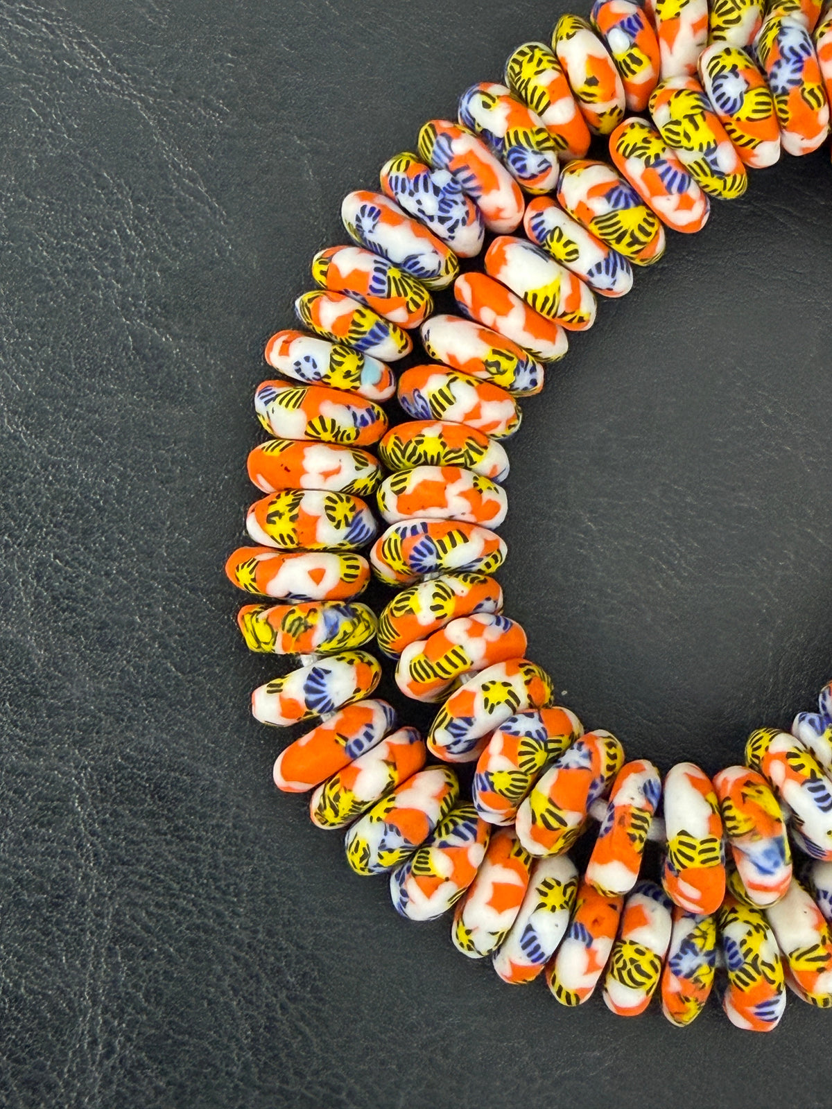 Festival Mosaic Fused Krobo Rondelle Beads | Handmade Recycled Glass Beads from Ghana | 95–99 Beads
