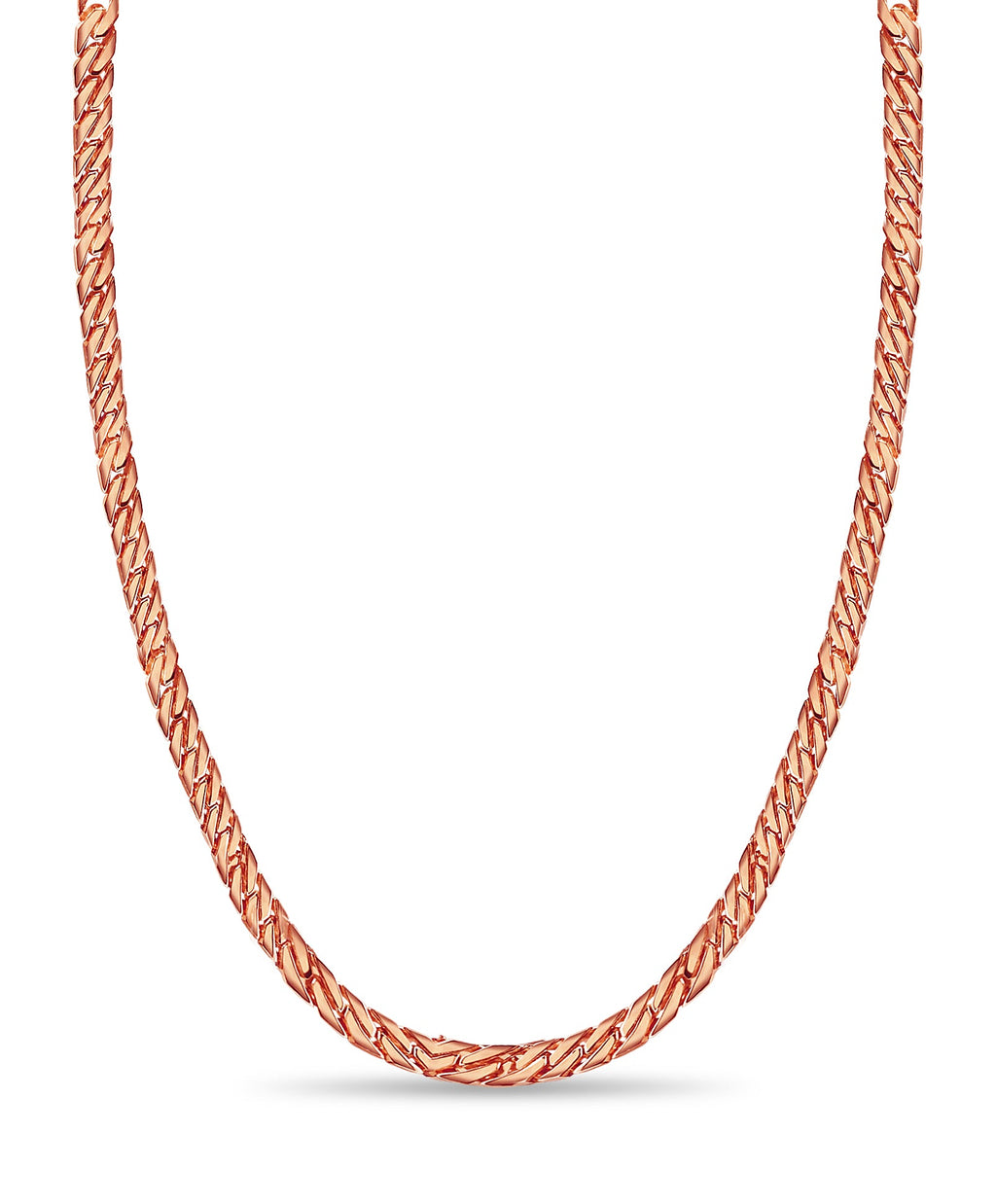 Curb Solid White/Yellow/Rose Gold Handmade Necklace , 8mm, 16-30 Inch