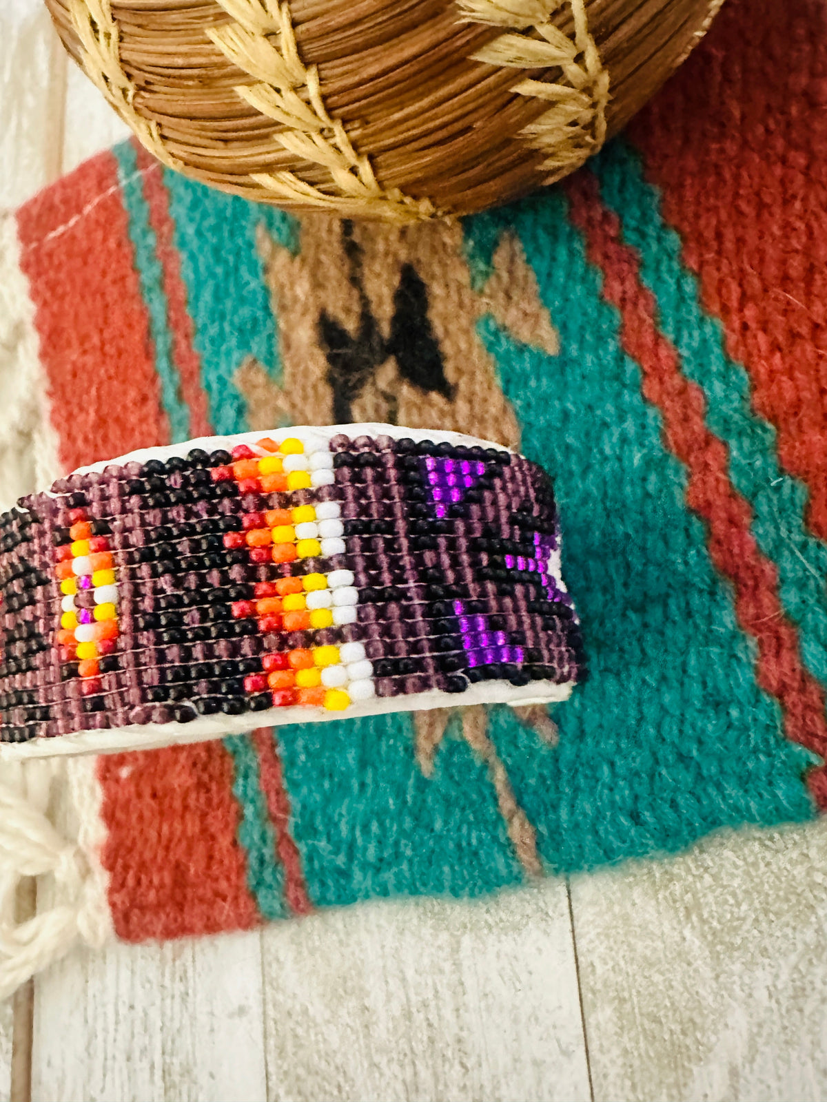 Handcrafted Made Beaded Leather Bracelet