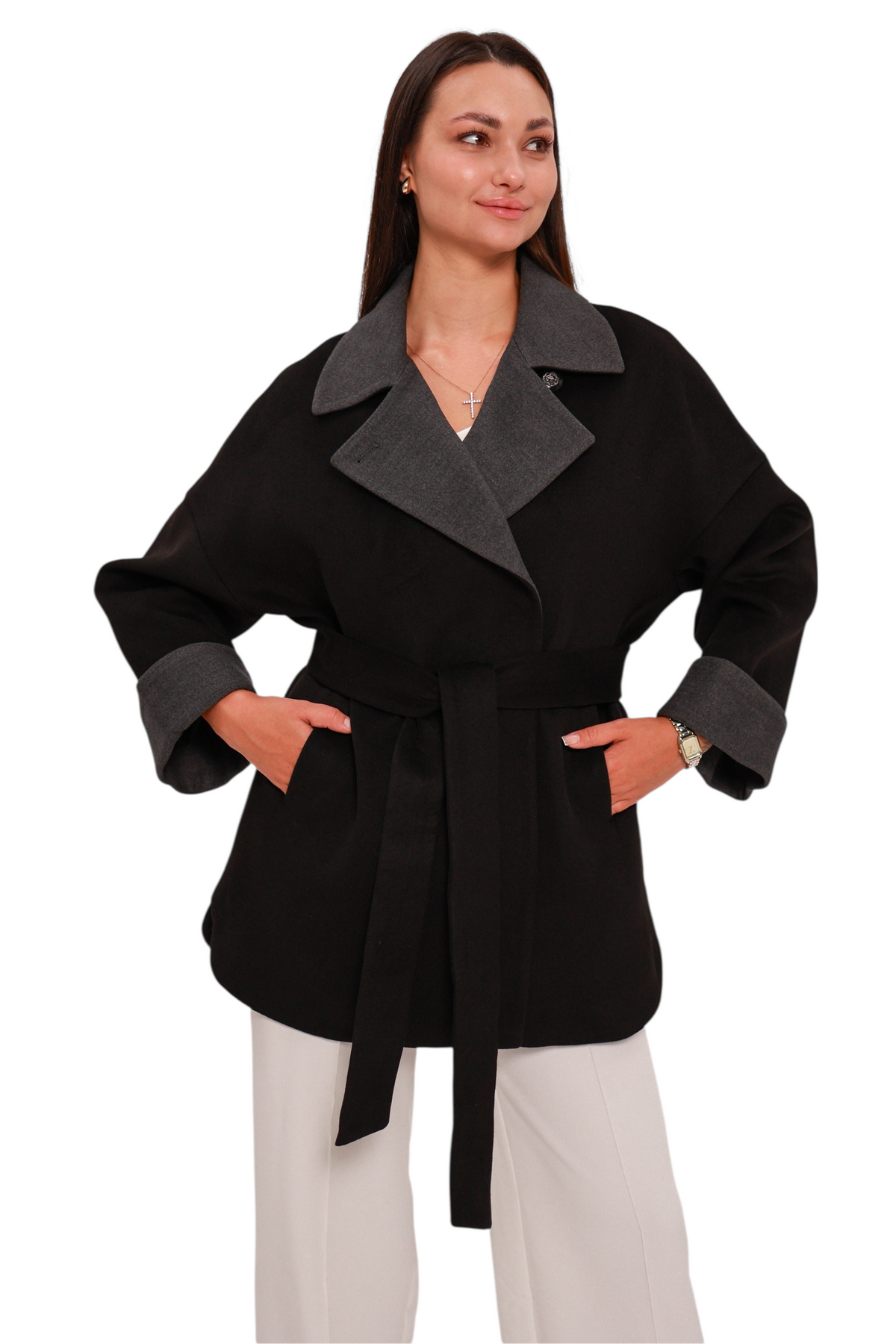 Sandro Cashmere Blend Overcoat in Black