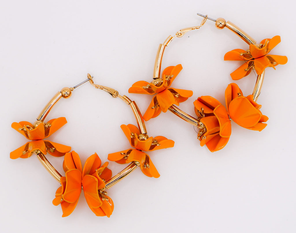 Sunny Blossom Hoop Earrings – Gold Flower Hoop Earrings