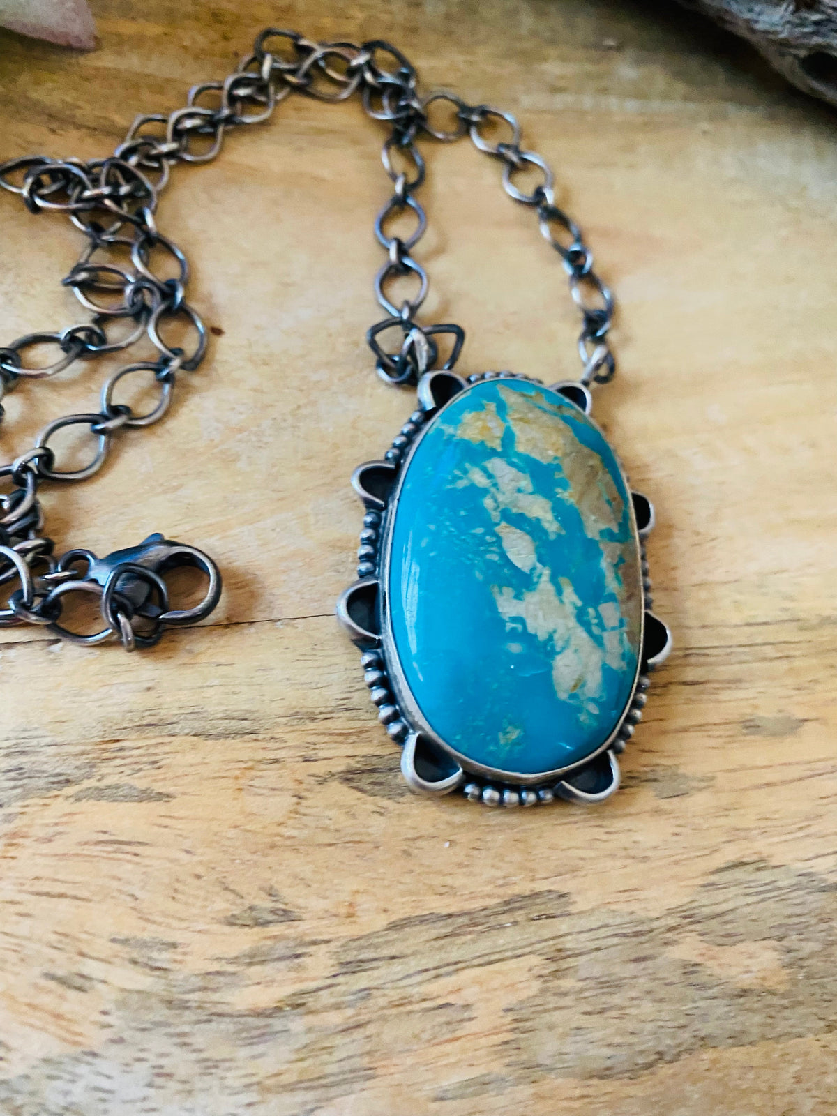 Handcrafted Sterling Silver & Royston Turquoise Necklace