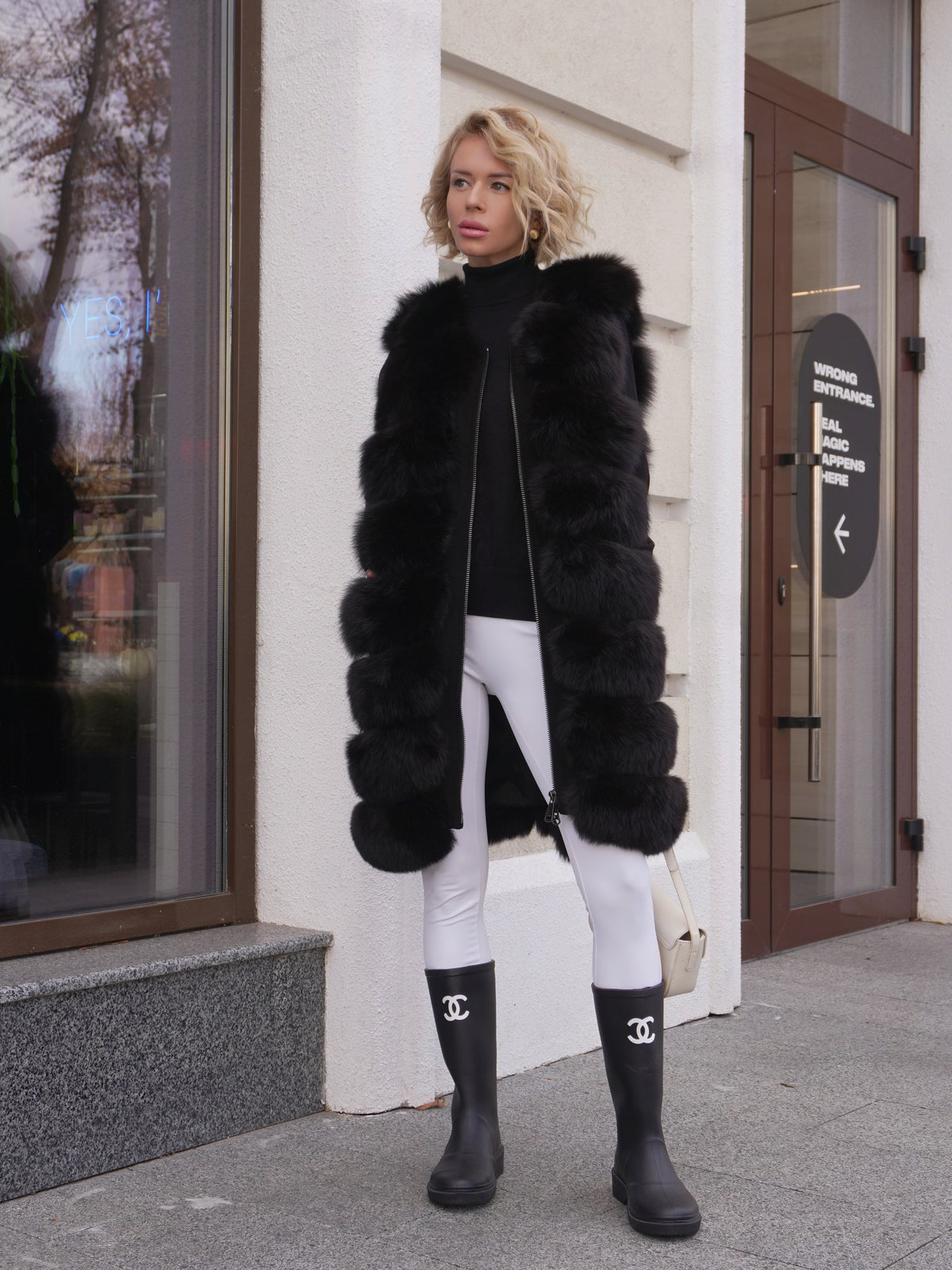 Genuine Polar Fox Fur Vest 90 cm