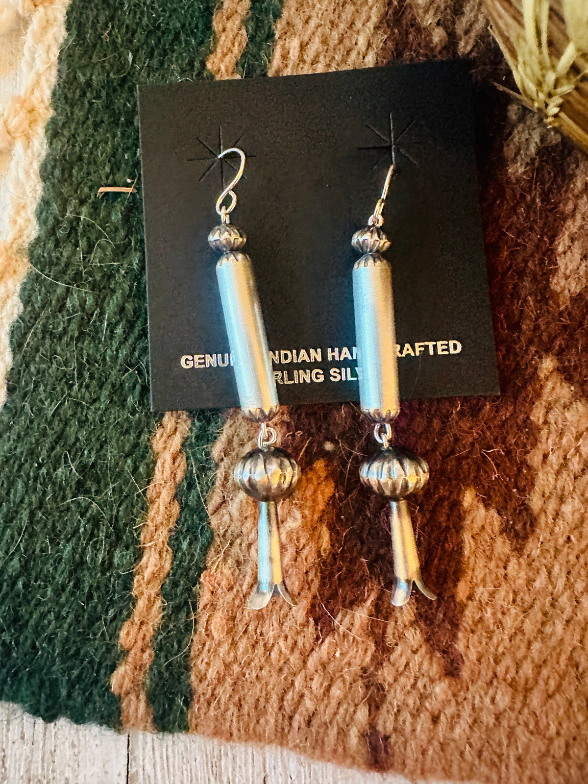 Handcrafted Sterling Silver Beaded Blossom Dangle Earrings