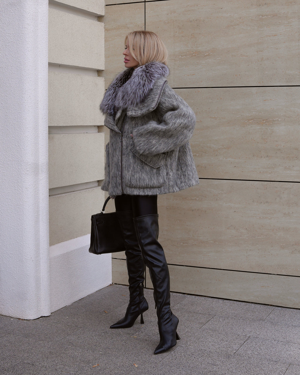 Pre-Order. Ships October 2026. Ares Genuine Fur Trim Down Fill Mohair Parka