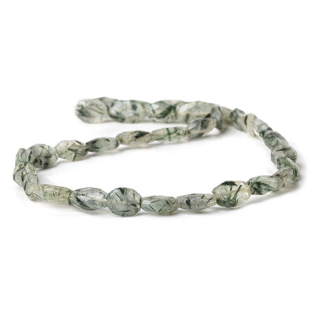 10-12mm Black Tourmalinated Quartz Faceted Oval Beads 13 inch 30 beads