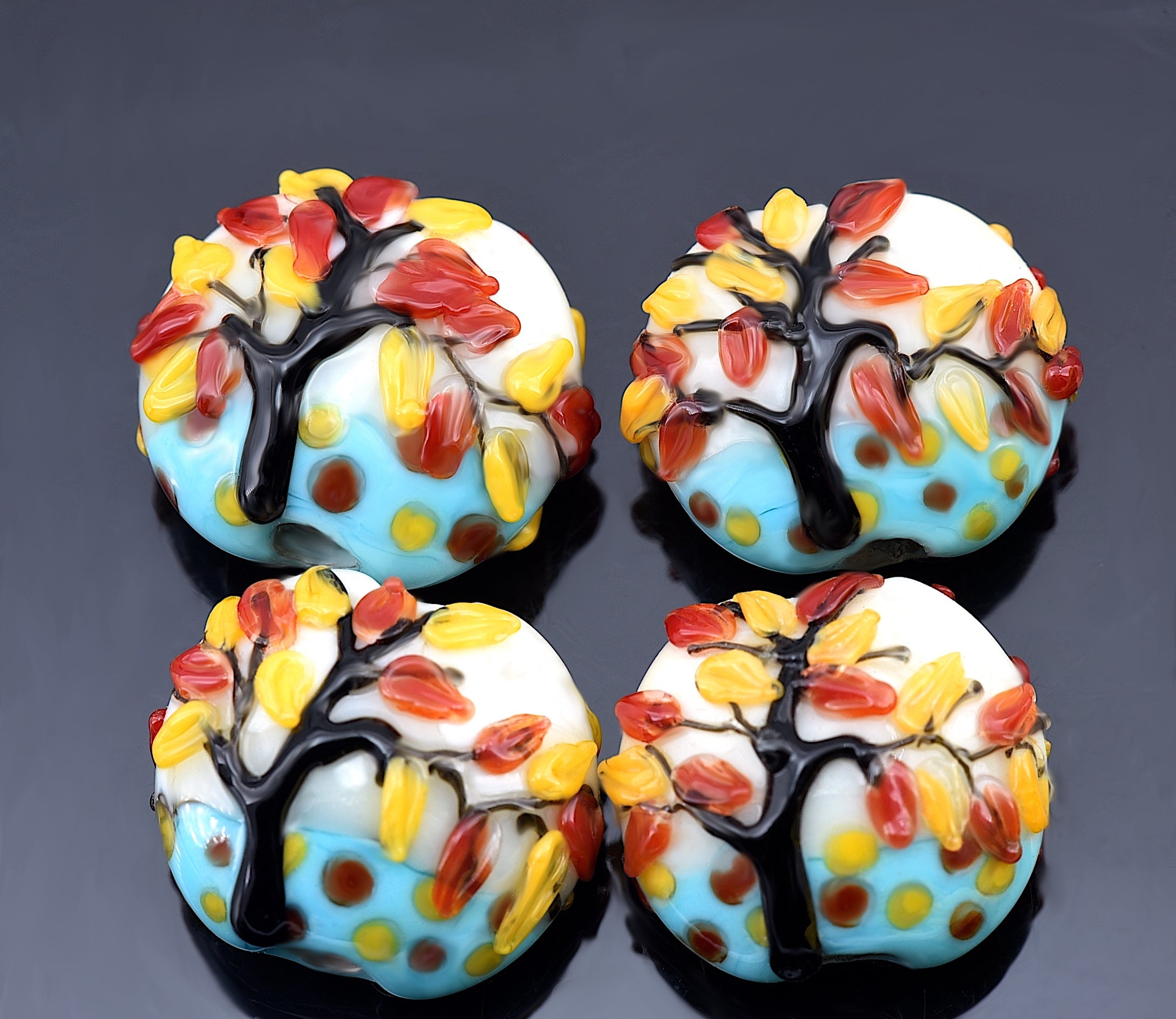 10306312 - Four Autumn Tree Lentil Beads