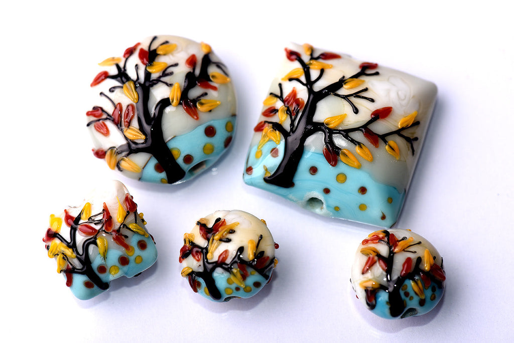 10306312 - Four Autumn Tree Lentil Beads