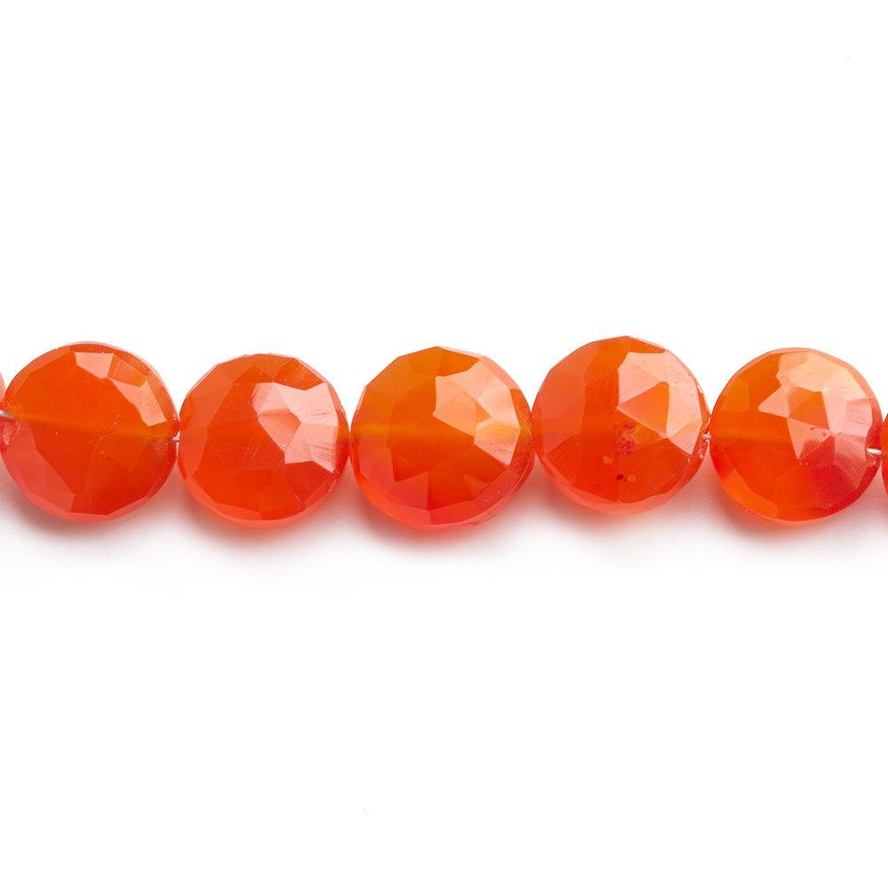 10mm Carnelian faceted coins 7.5 inch 21 beads