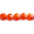 10mm Carnelian faceted coins 7.5 inch 21 beads