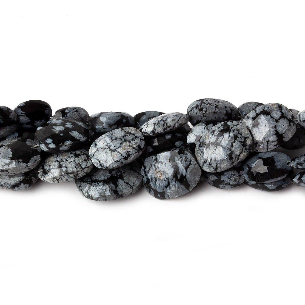10mm Snowflake Obsidian Faceted Oval Nugget Beads, 8 inch
