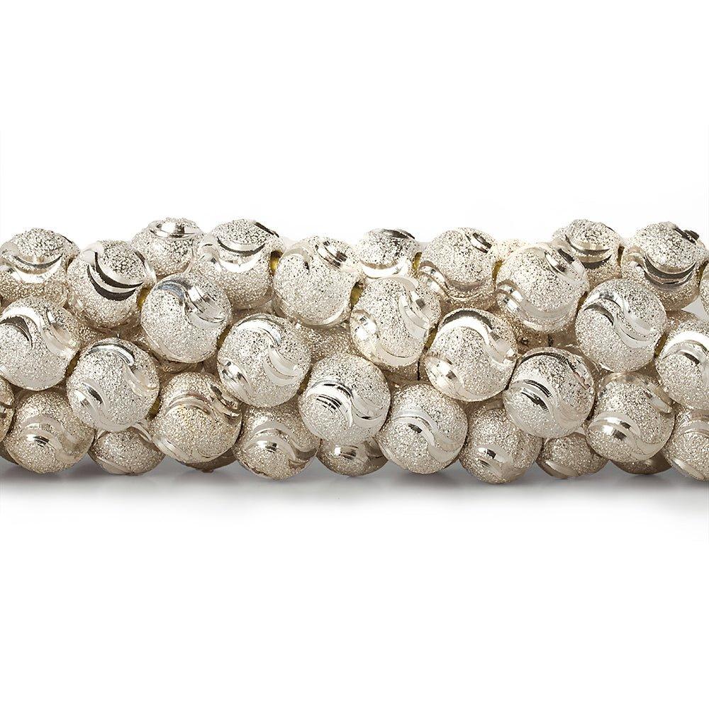 10mm Sterling Silver Plated Brass Stardust Wave Round Beads, 8 inch