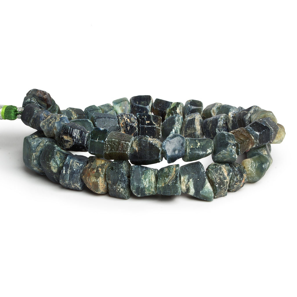 10x7mm Alluvial Green Sapphire Natural Crystals 14 inch 56 beads