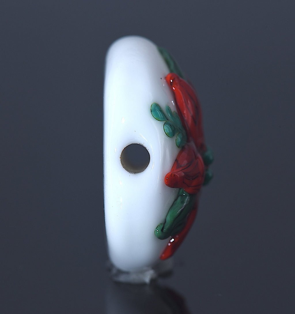 11843402 - Red Poinsettia Christmas Lentil Focal Bead
