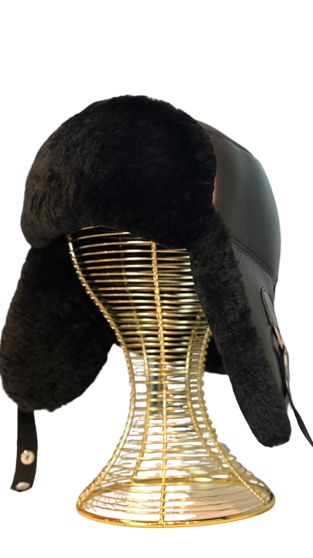 Genuine Leather Shearling Hat Unisex