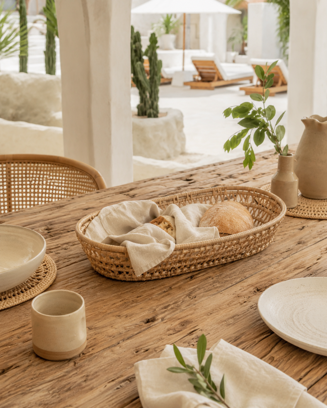 Oval Rattan Basket Set