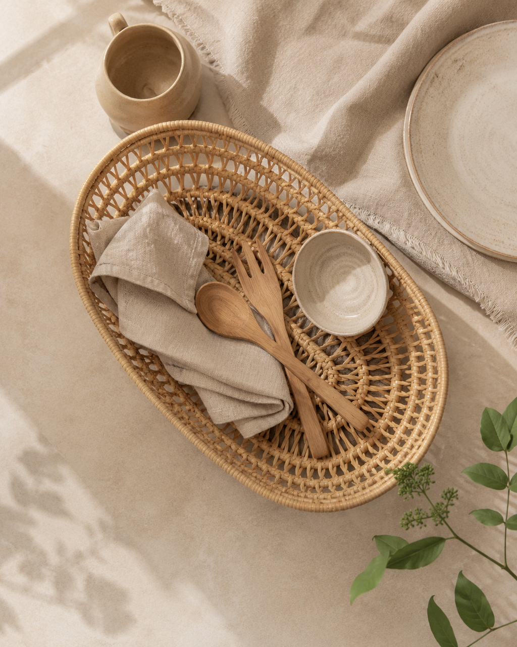 Oval Rattan Basket Set
