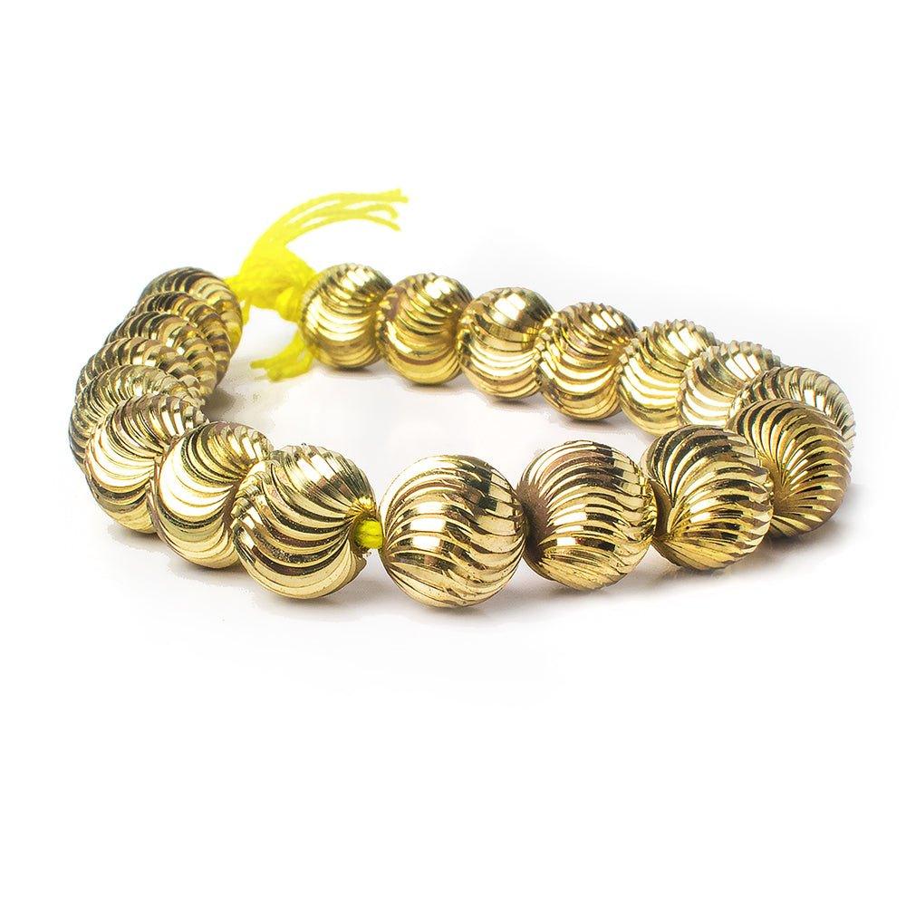 12mm Brass Fluted Rounds 8 inch 19 beads