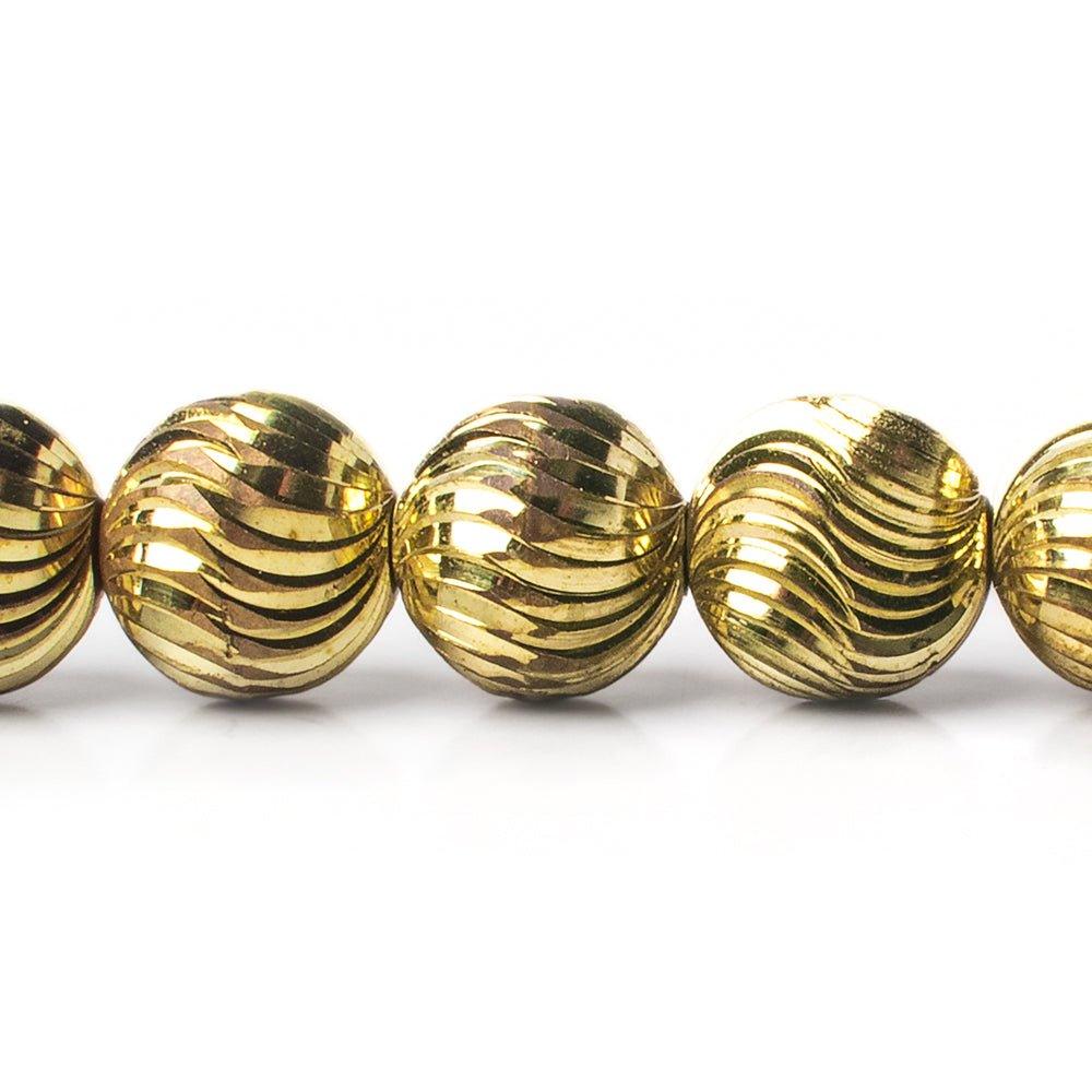 12mm Brass Fluted Rounds 8 inch 19 beads