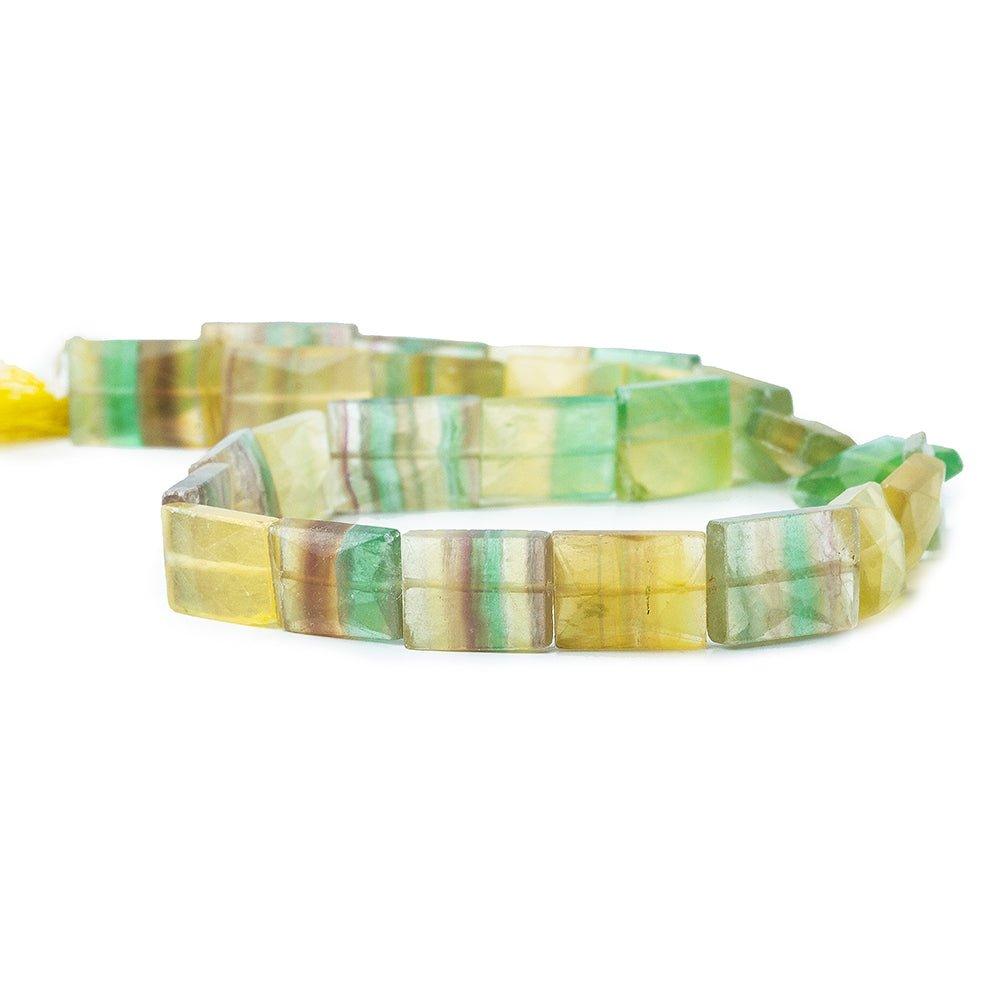 13mm Multi Color Fluorite Faceted Rectangle Beads, 15 inch