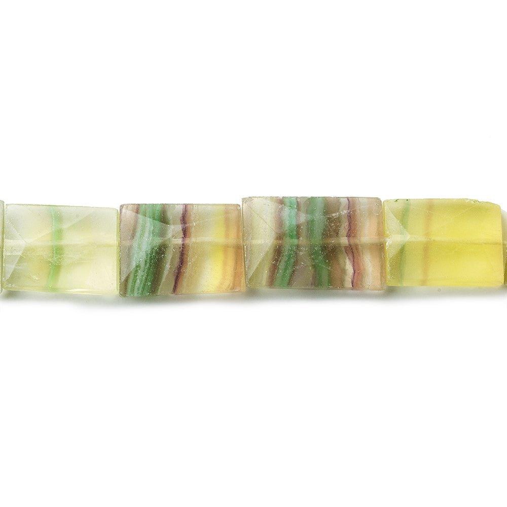 13mm Multi Color Fluorite Faceted Rectangle Beads, 15 inch
