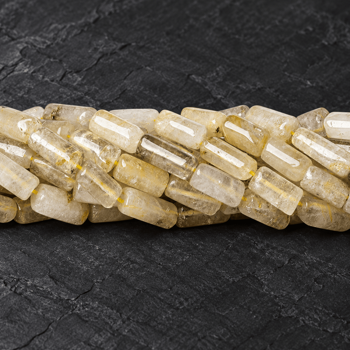 Rutilated Quartz Beads Plain Tube