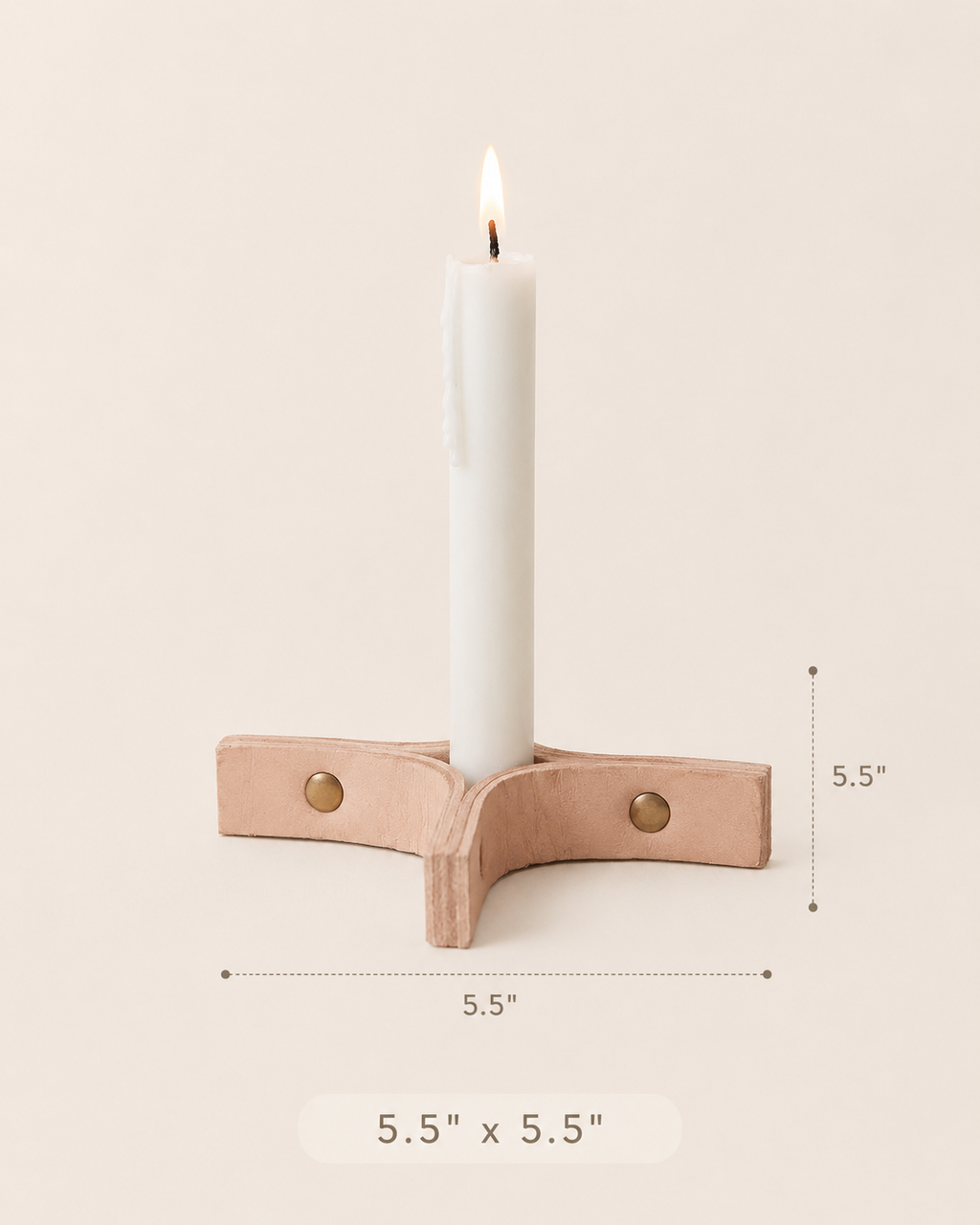 Minimal Leather Candle Holder Set of 2
