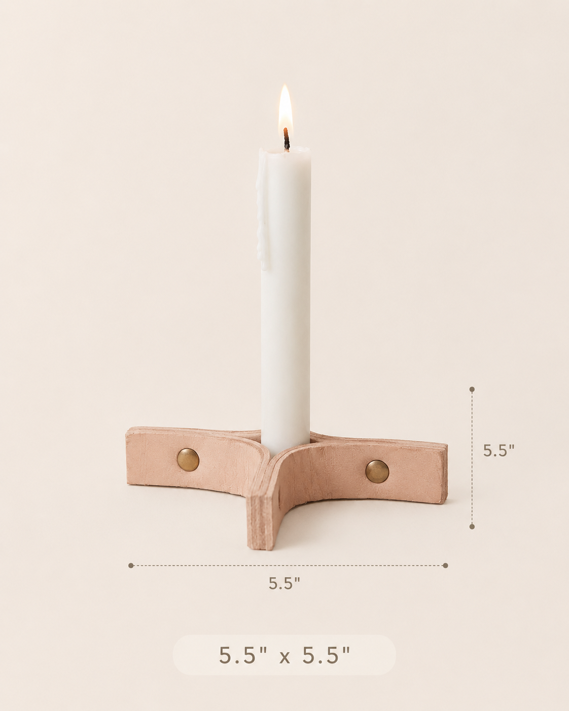 Minimal Leather Candle Holder Set of 2