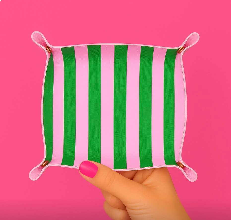 Trinket Tray Catchall in Green & Pink