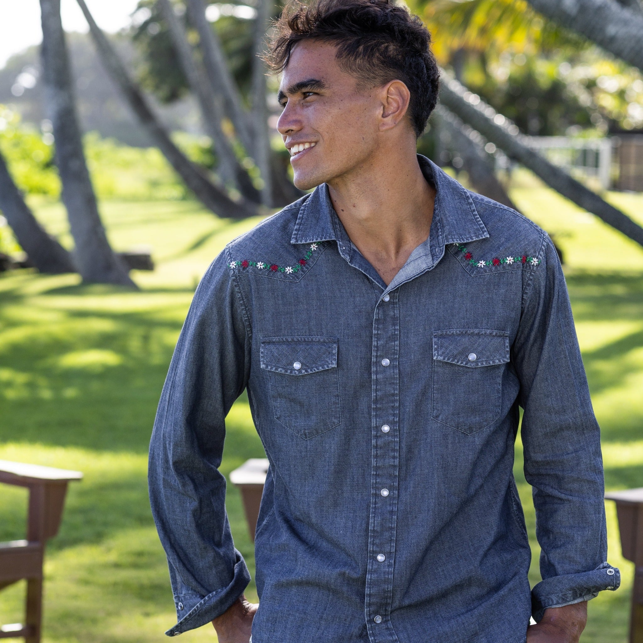 Embroidered Ohia Snap Shirt