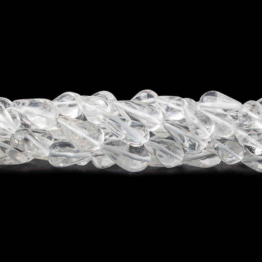 15mm Crystal Quartz Plain Straight Drilled Teardrop Beads, 15 inch