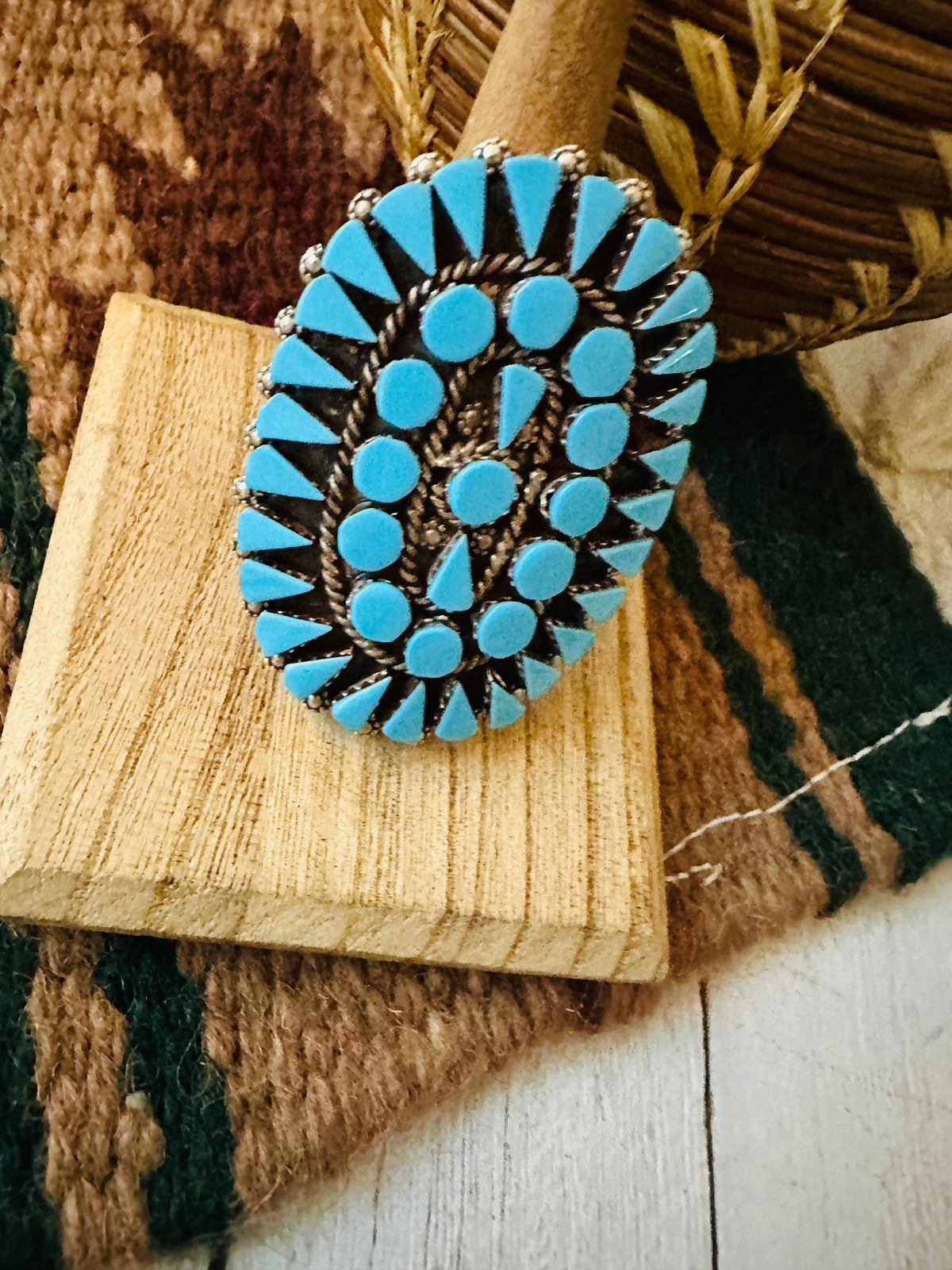 Handcrafted Turquoise & Sterling Silver Cluster Ring