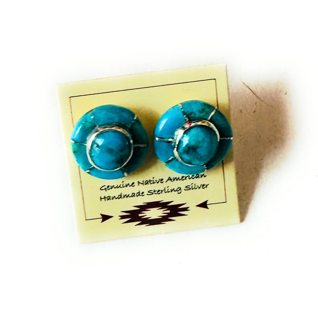 Handcrafted Sterling Silver & Turquoise Inlay Stud Earrings