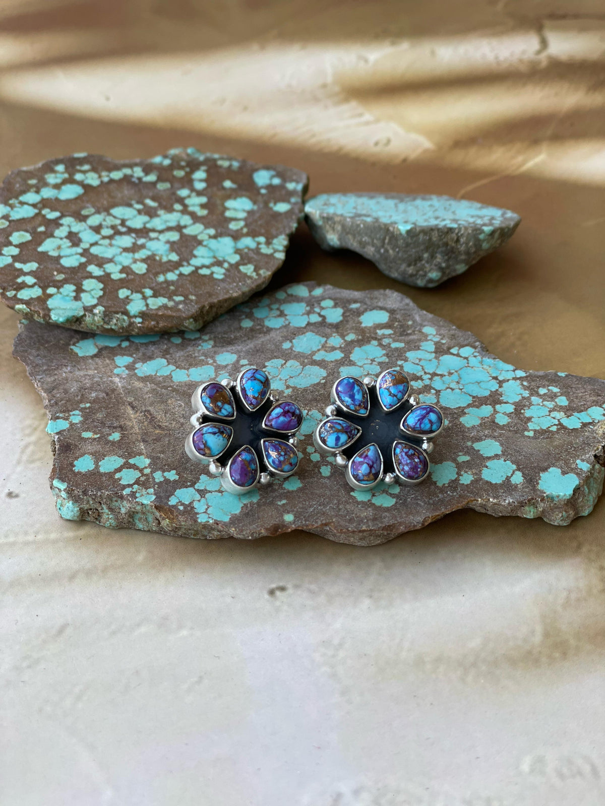 Handmade Sterling Silver 6 Stone Post Earring