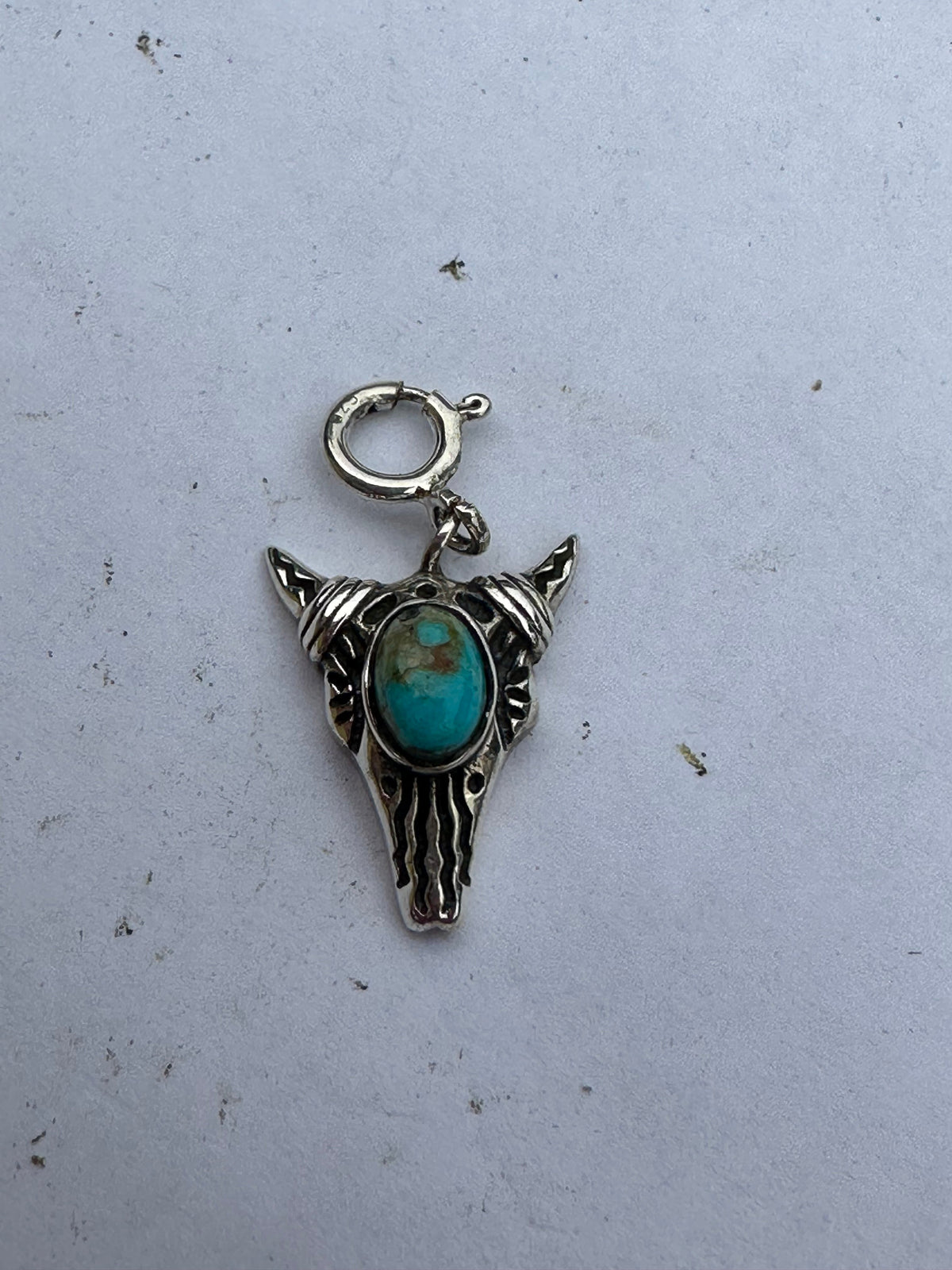 Handmade Sterling Silver and Turquoise Bull/ Steer Head Charm