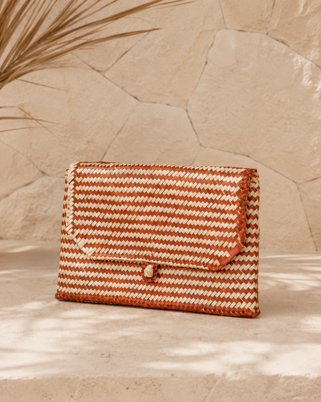 Stripes Rattan Clutch