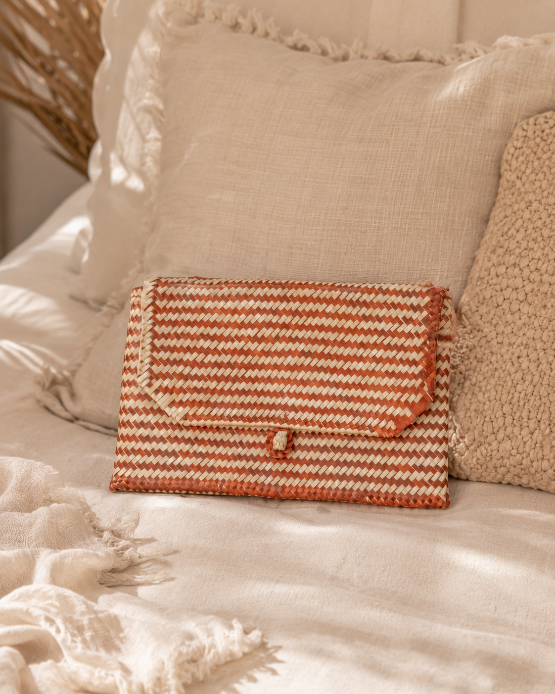 Stripes Rattan Clutch