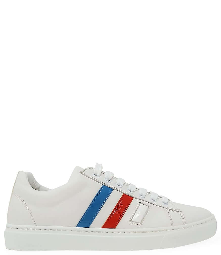 White Leather 3 Stripe Mens Sneaker